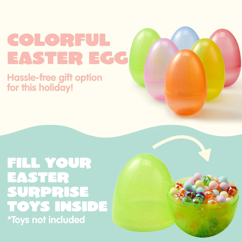 6Pcs 7" Jumbo Plastic Easter Egg Shells for Easter Egg Hunt