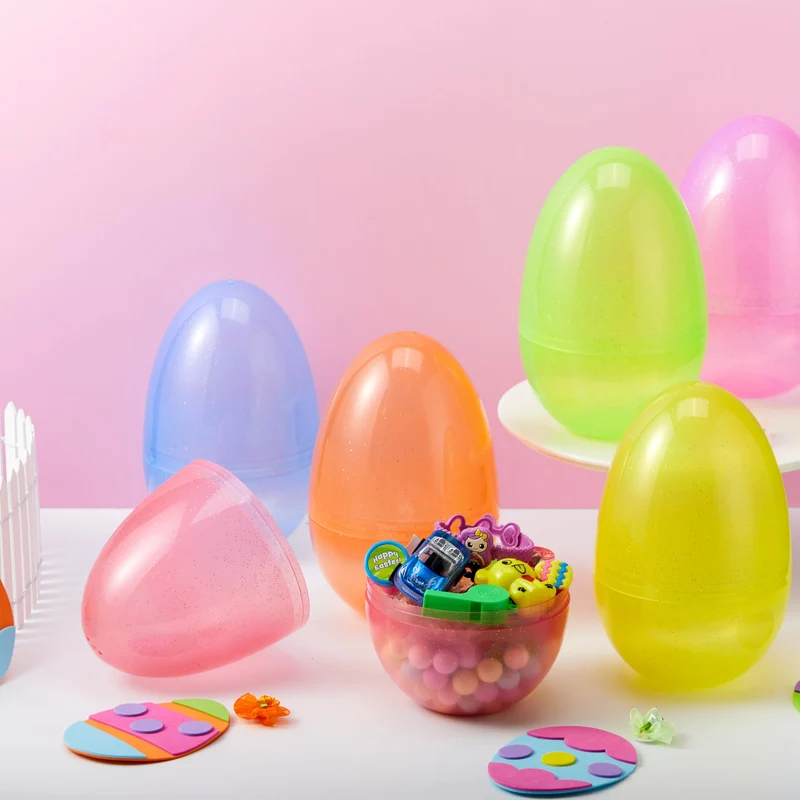 6Pcs 7" Jumbo Plastic Easter Egg Shells for Easter Egg Hunt
