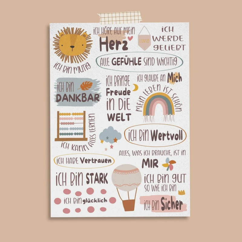 Modern Kids Art - A6 Affirmationskarte "Harmonie" für Kinder und Jugendliche