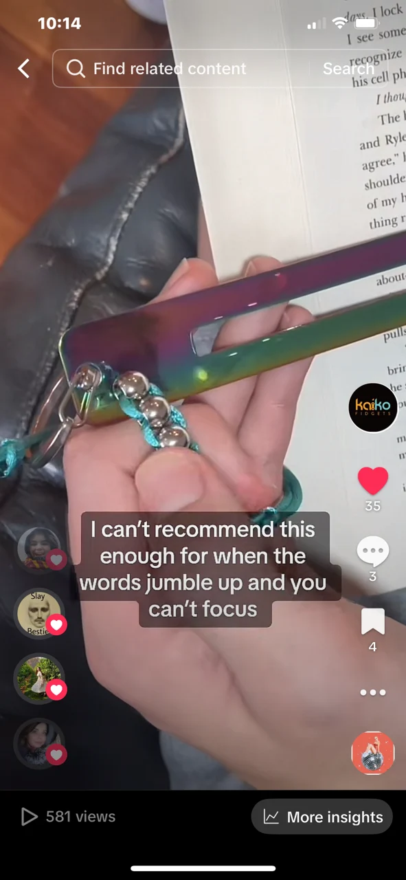 Metal Bookmark with Fidget Hook & Reading Guide