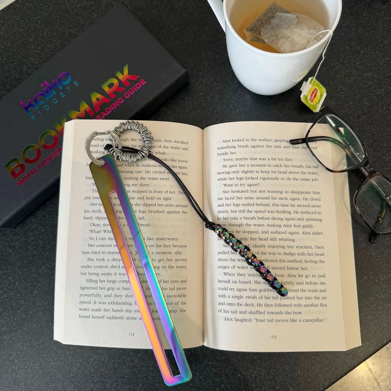 Metal Bookmark with Fidget Hook & Reading Guide