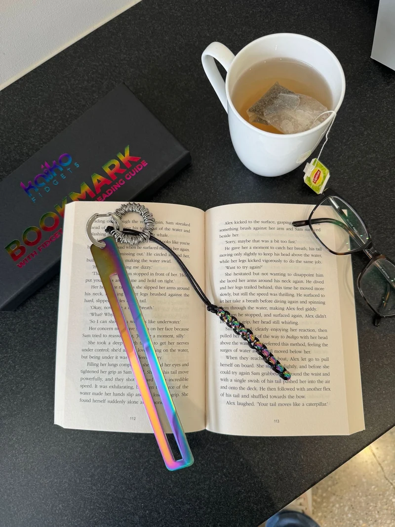 Metal Bookmark with Fidget Hook & Reading Guide