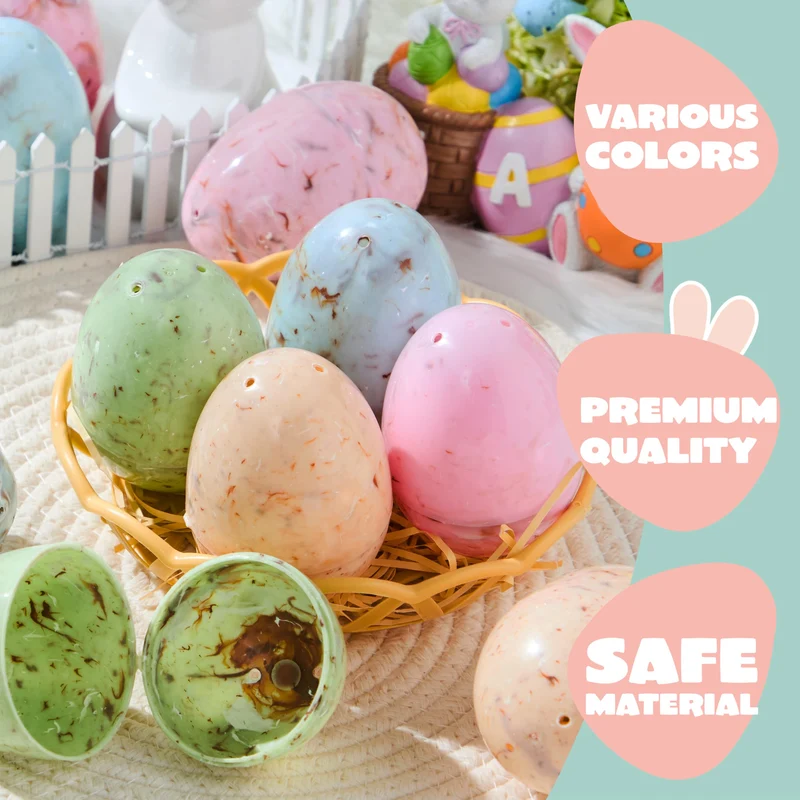 12 PCS Plastic Easter Marble Printed Fillable Empty Eggs
