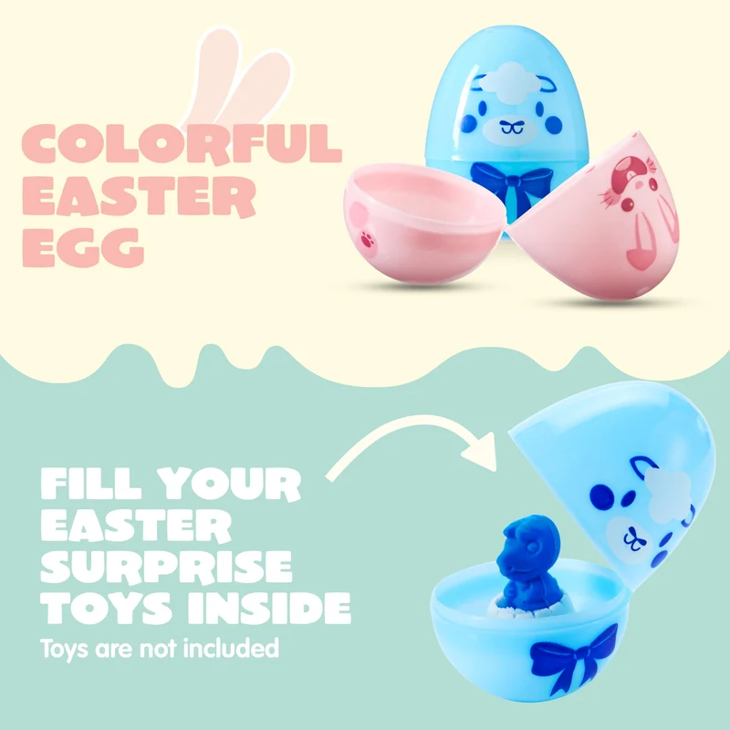 24 PCS Plastic Easter Multicolor Animal Eggs