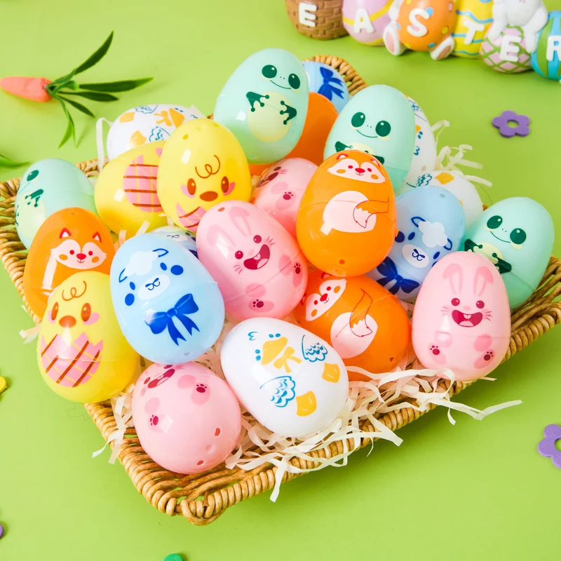 24 PCS Plastic Easter Multicolor Animal Eggs