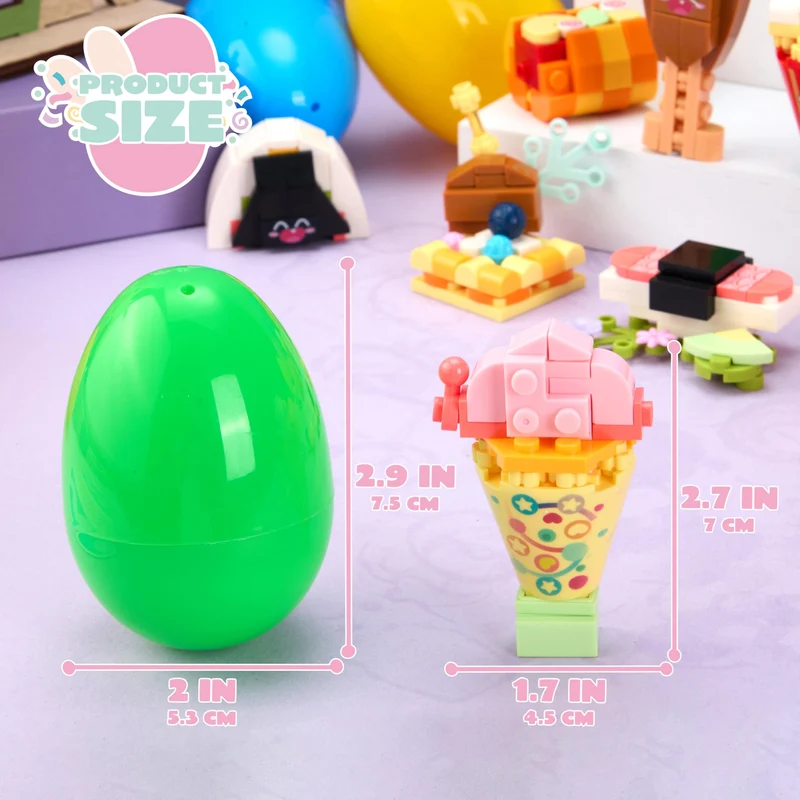 12 Pcs Prefilled Easter Eggs with Food Building Blocks