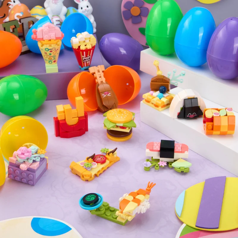 12 Pcs Prefilled Easter Eggs with Food Building Blocks