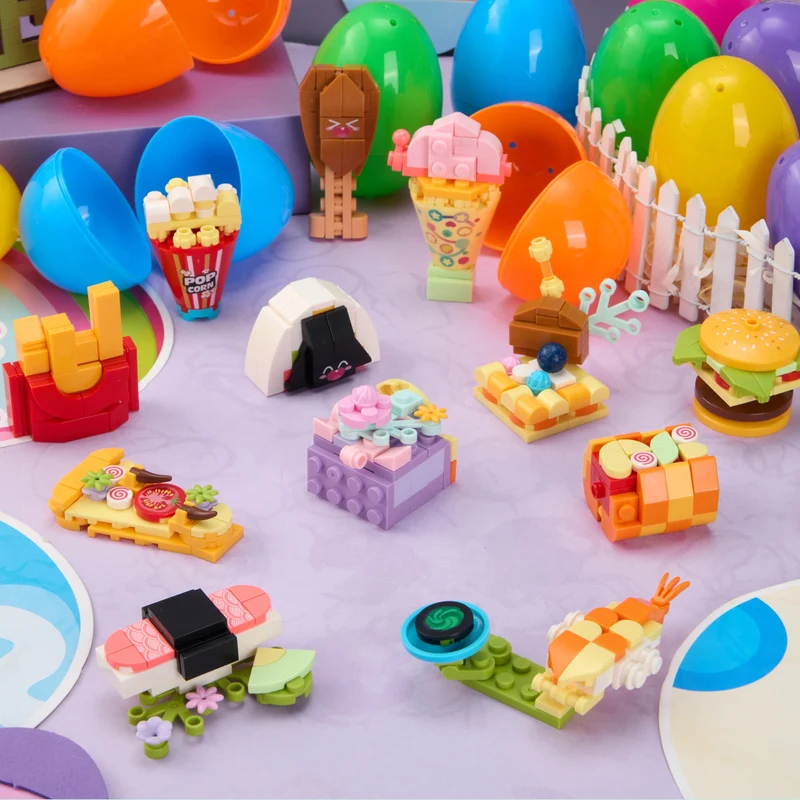 12 Pcs Prefilled Easter Eggs with Food Building Blocks