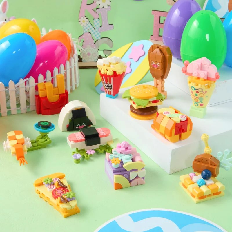 12 Pcs Prefilled Easter Eggs with Food Building Blocks