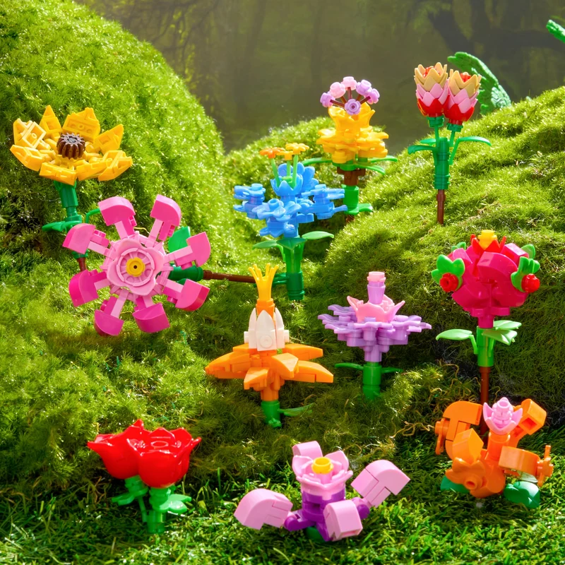 12 Pcs Flower Building Blocks Prefilled Easter Eggs for Kids Egg Hunt