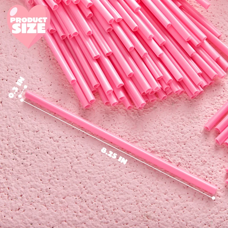 JOYIN 200 PCS Valentine Heart Shaped Pink Straws