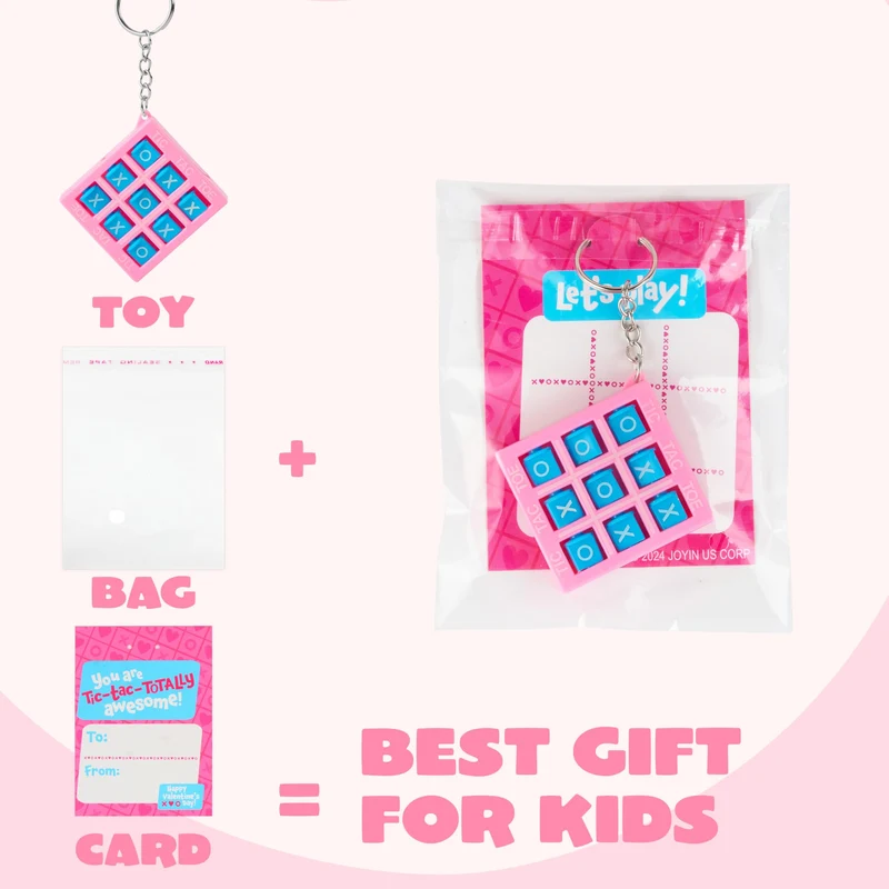 JOYIN 36 Pcs Valentines Day Tic-Tac-Toe Keychain with Greeting Cards