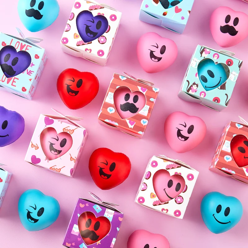 JOYIN 28 Pcs Valentine Heart Stress Balls with Boxes