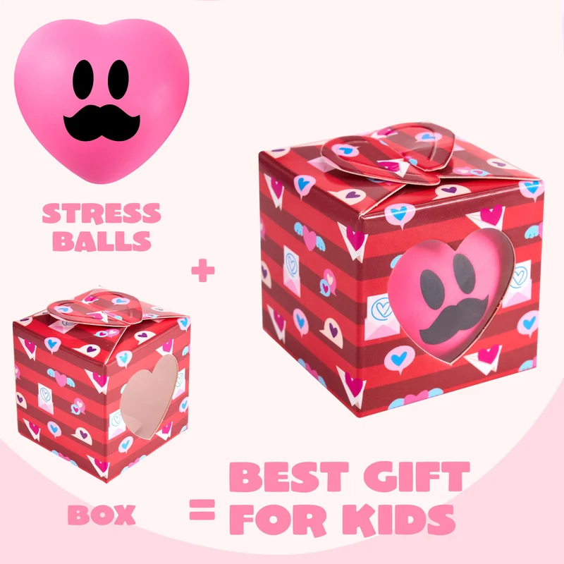 JOYIN 28 Pcs Valentine Heart Stress Balls with Boxes