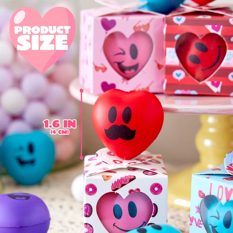 JOYIN 28 Pcs Valentine Heart Stress Balls with Boxes