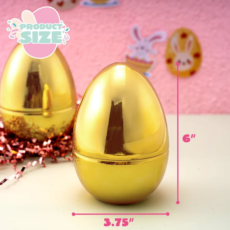 24Pcs Large Plastic Golden Easter Eggs, 6 Inches Jumbo Eggs Fillable