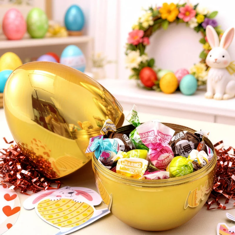 24Pcs Large Plastic Golden Easter Eggs, 6 Inches Jumbo Eggs Fillable