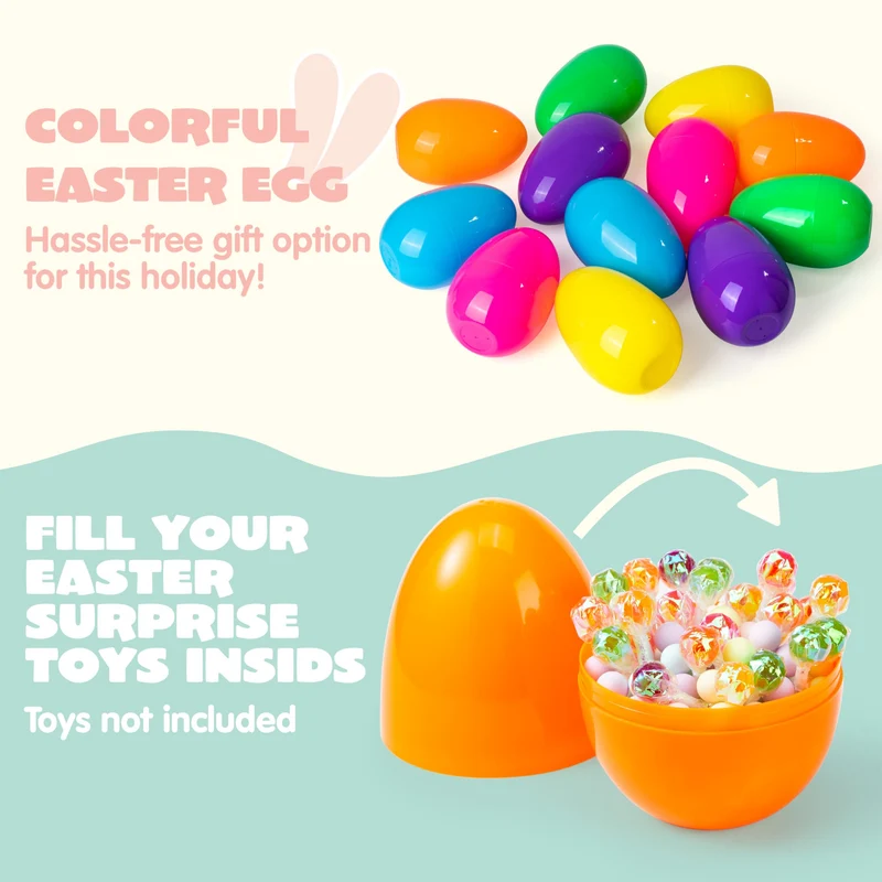 24 Pcs Large Plastic Easter Eggs, 6 Inches Colorful Jumbo Eggs Fillable