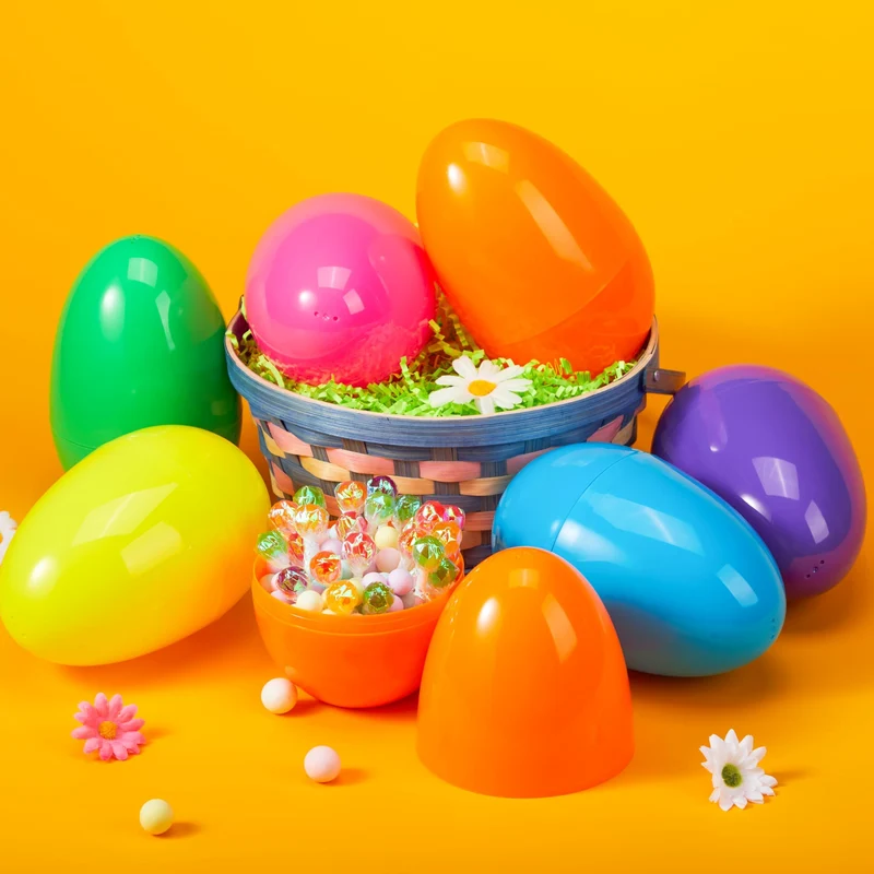 24 Pcs Large Plastic Easter Eggs, 6 Inches Colorful Jumbo Eggs Fillable