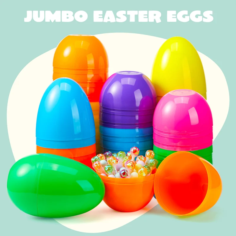 18Pcs Large Easter Eggs, 6 Inches Jumbo Plastic Eggs Fillable