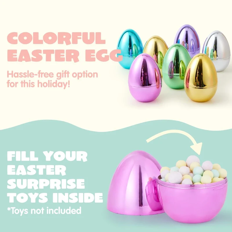 12Pcs Large Metallic Easter Eggs, 6 Inches Colorful Jumbo Eggs Fillable