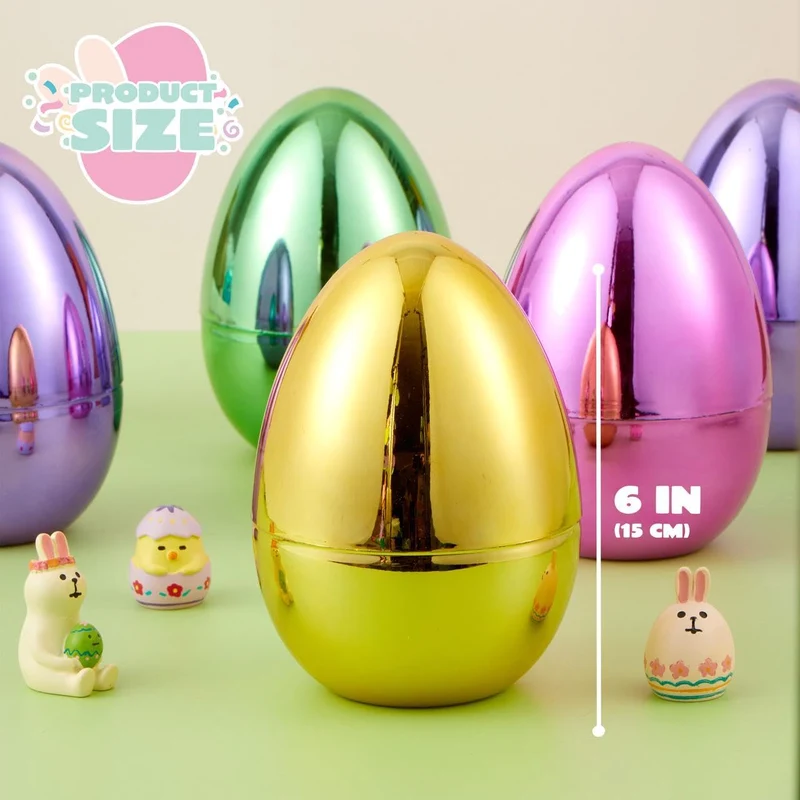 12Pcs Large Metallic Easter Eggs, 6 Inches Colorful Jumbo Eggs Fillable