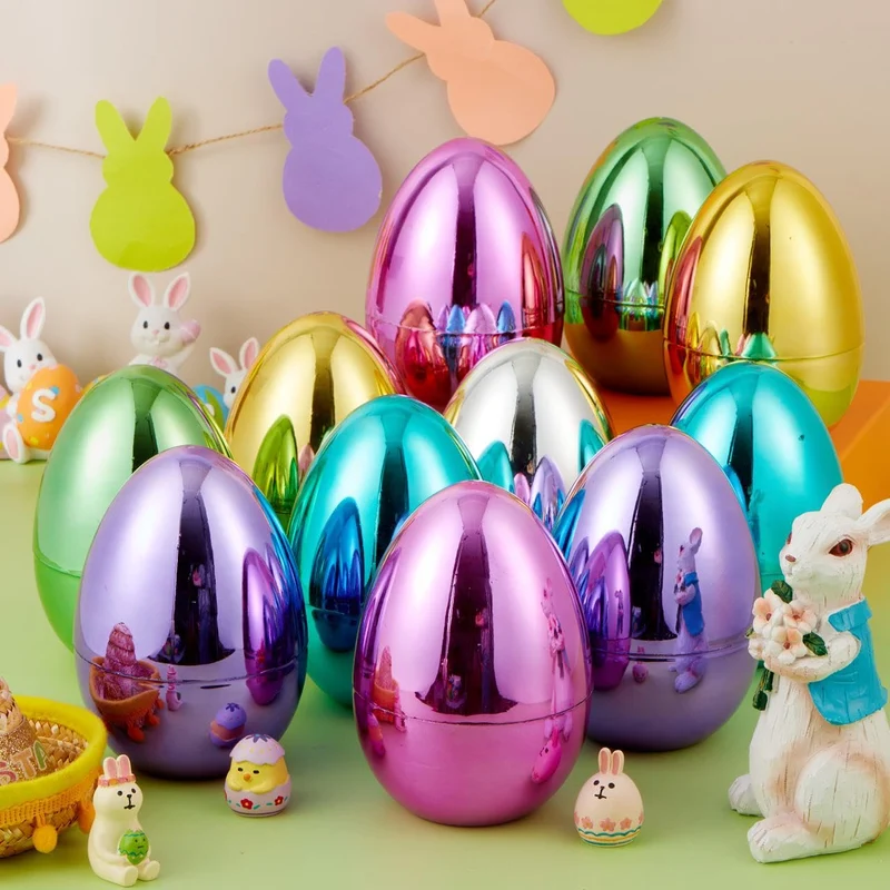 12Pcs Large Metallic Easter Eggs, 6 Inches Colorful Jumbo Eggs Fillable