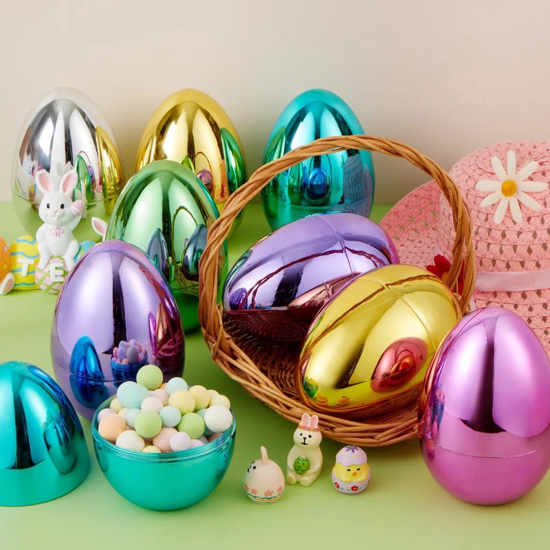 12Pcs Large Metallic Easter Eggs, 6 Inches Colorful Jumbo Eggs Fillable