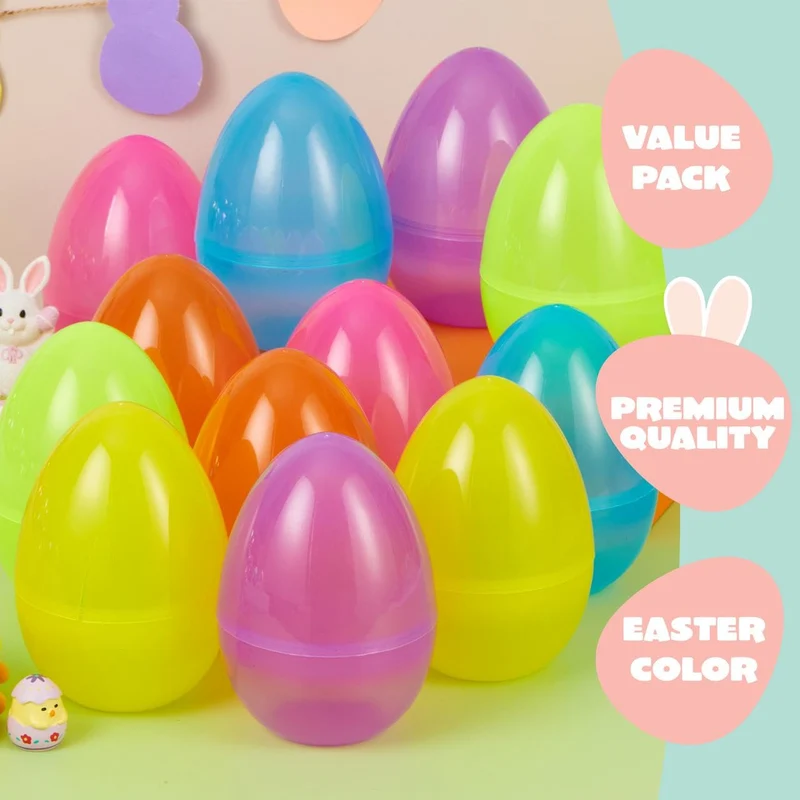 12Pcs Large Clear Easter Eggs, 6 Inches Jumbo Plastic Eggs Fillable