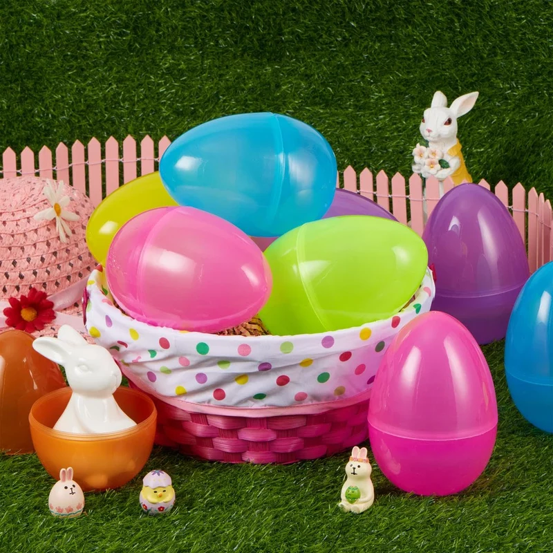 12Pcs Large Clear Easter Eggs, 6 Inches Jumbo Plastic Eggs Fillable