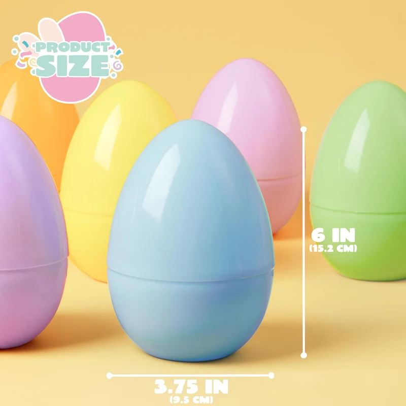 12Pcs Large Pastel Easter Eggs, 6 Inches Jumbo Plastic Eggs Fillable