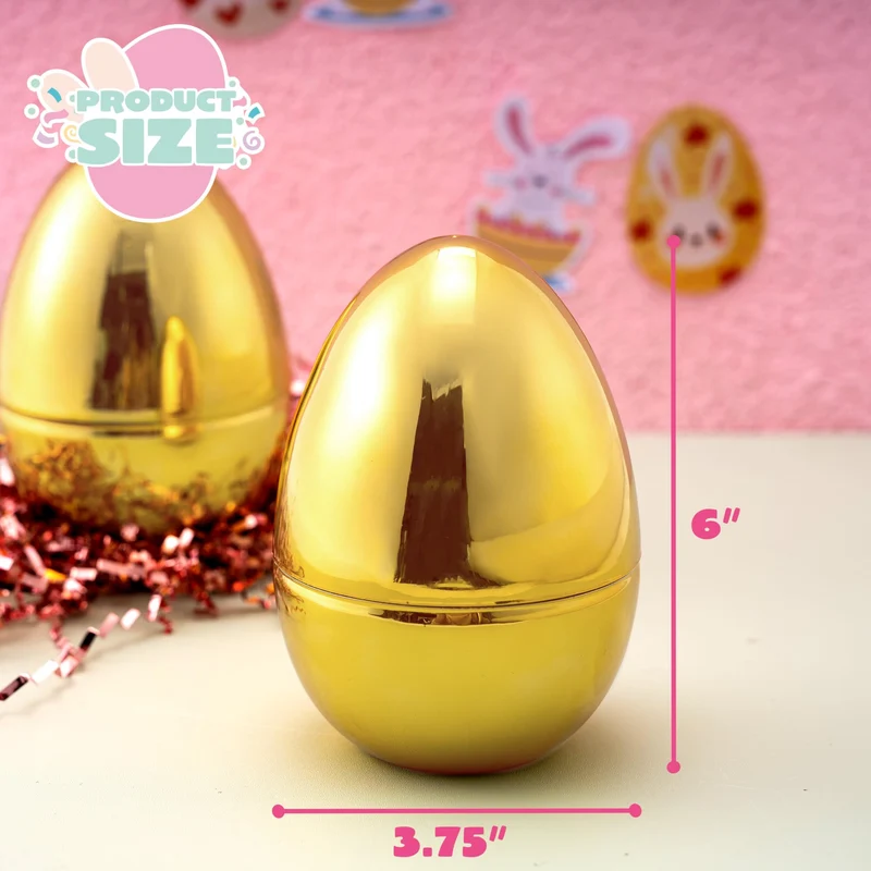 12Pcs Large Gold Easter Eggs, 6 Inches Metallic Jumbo Eggs Fillable