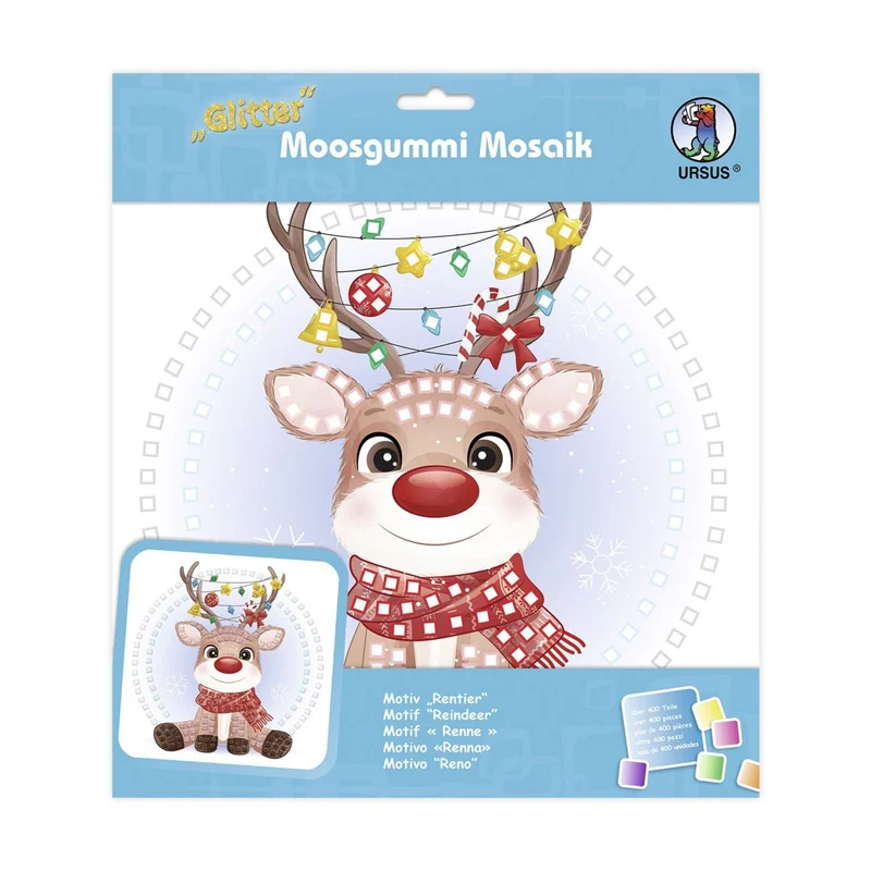 Moosgummi-Mosaik "Glitter Rentier"