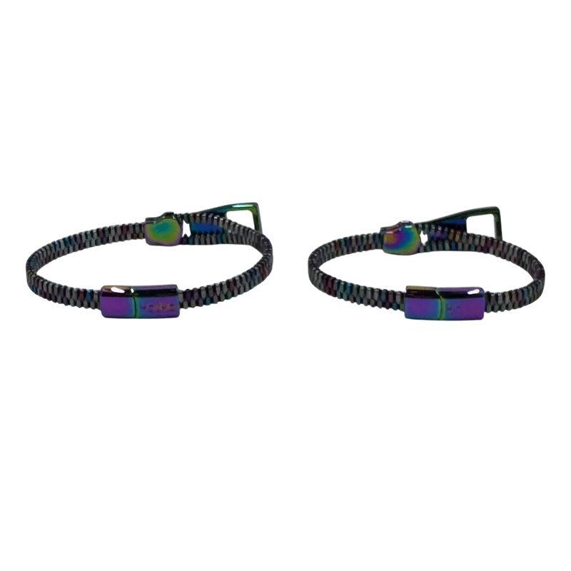 Unisex Oil Slick Metal Zipper Bracelet