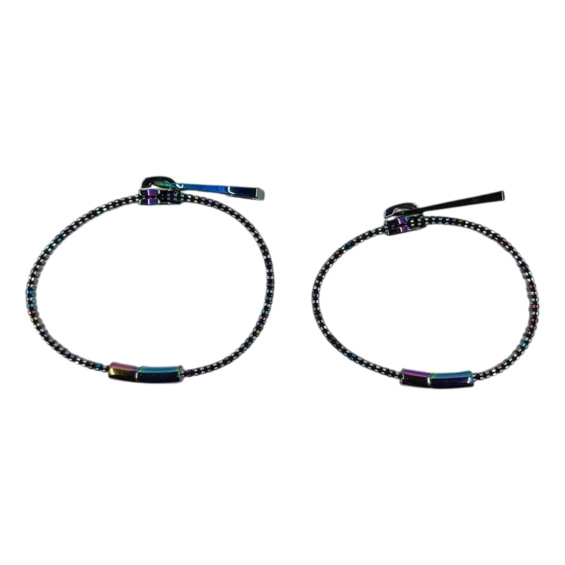 Unisex Oil Slick Metal Zipper Bracelet