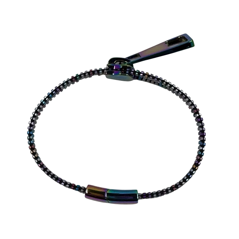 Unisex Oil Slick Metal Zipper Bracelet