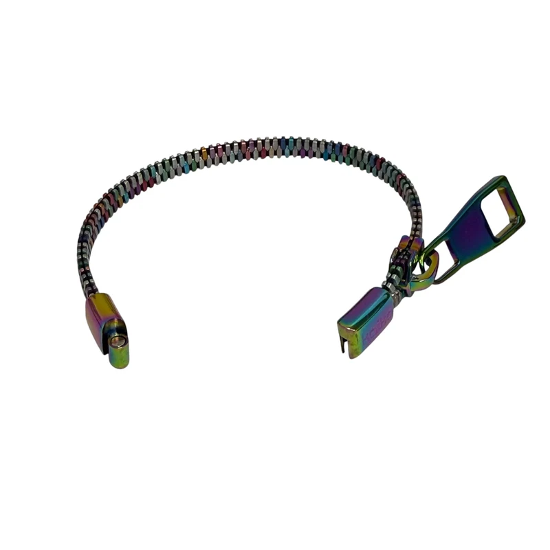 Unisex Oil Slick Metal Zipper Bracelet