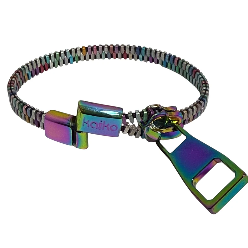 Unisex Oil Slick Metal Zipper Bracelet