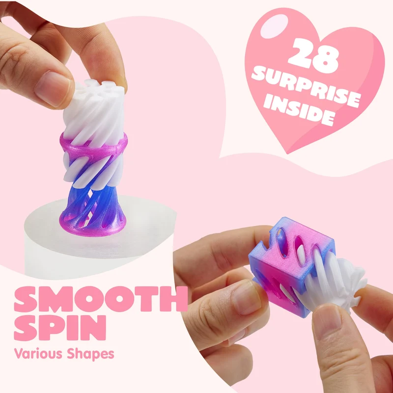 28 Pcs Valentines Day Gift Impossible Spiral Cone Fidget Toy with Valentine Cards