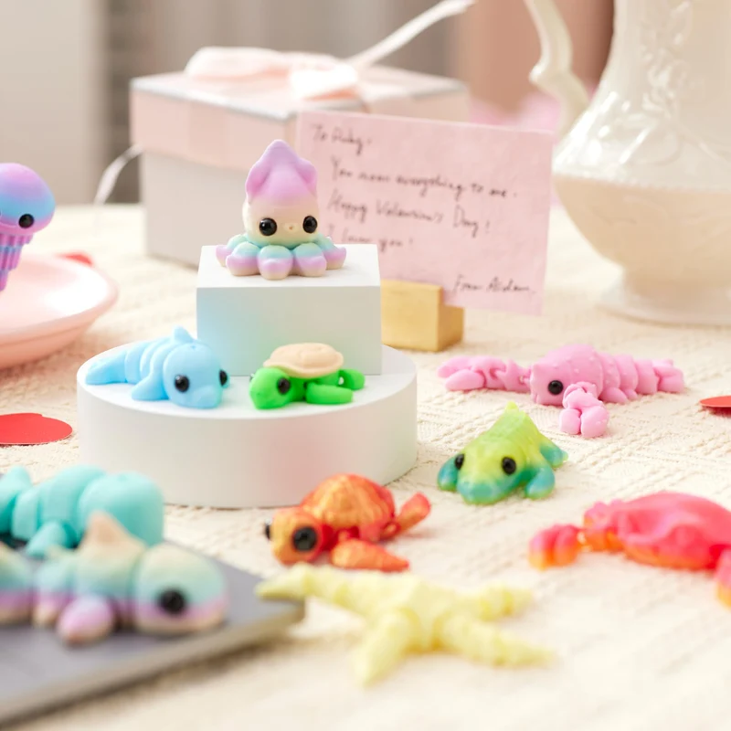 28PCS Valentines Day Gift Cards with 3D Printed Ocean Animals for Kids