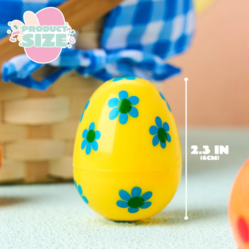 50 Pcs Plastic Printed Bright Easter Eggs for Easter Hunt