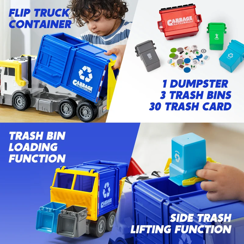 Large Friction Powered Garbage Truck Toy Set