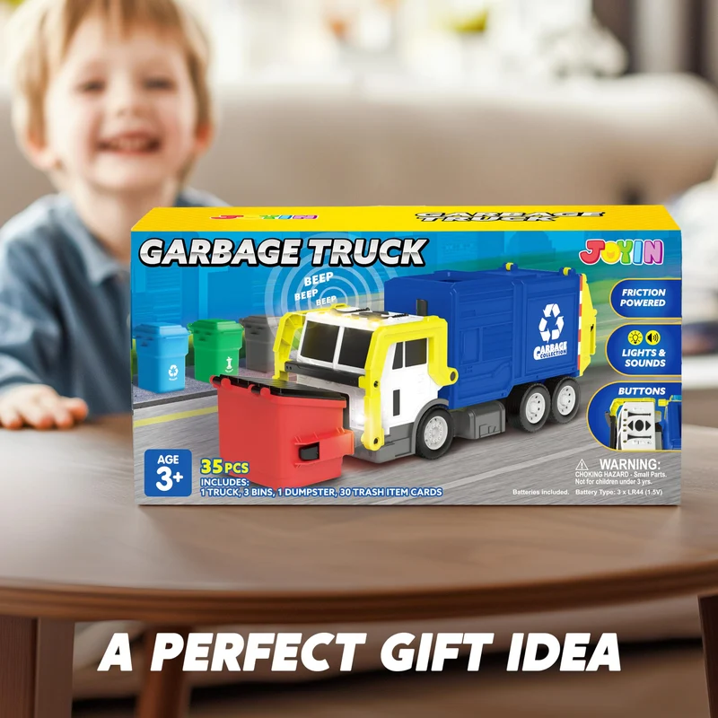 Large Friction Powered Garbage Truck Toy Set