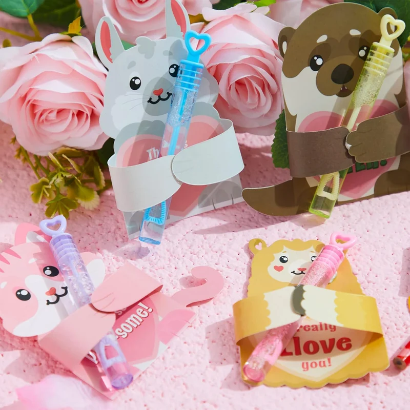 JOYIN 48 Pcs Valentine’s Greeting Cards Candy Holder Cards for Kids Holiday Reward Prizes