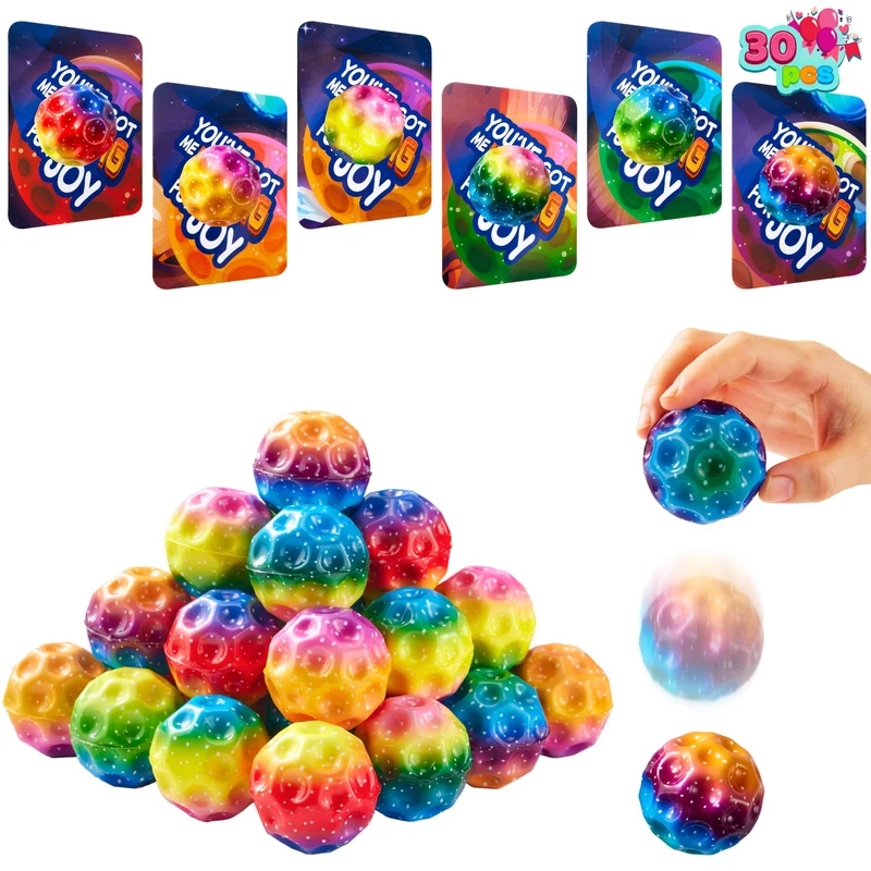 JOYIN 30 Pcs Valentine's Day Super High Bouncy Balls with Valentine Cards