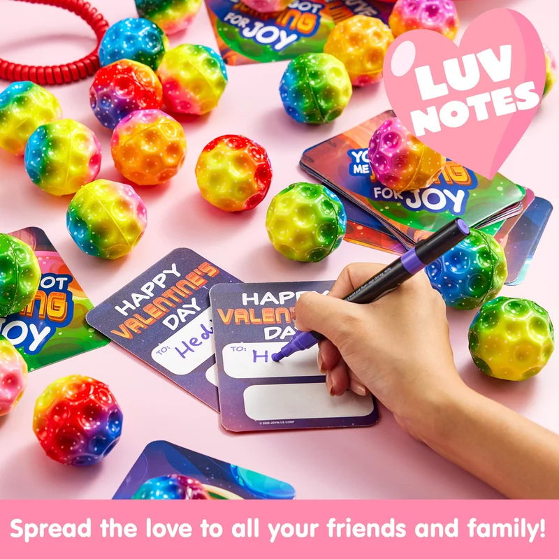 JOYIN 30 Pcs Valentine's Day Super High Bouncy Balls with Valentine Cards