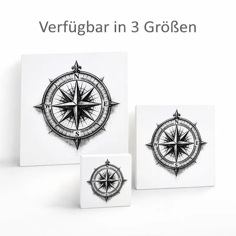 See Geflüster Kompassrose Holzbild in 10x10 cm zum Stellen oder Aufhängen