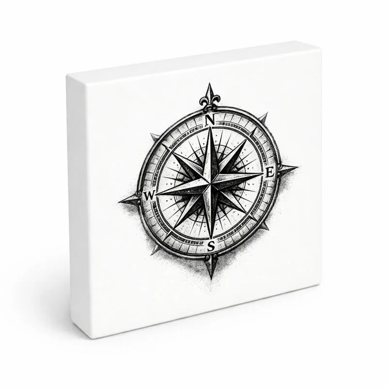 See Geflüster Kompassrose Holzbild in 10x10 cm zum Stellen oder Aufhängen