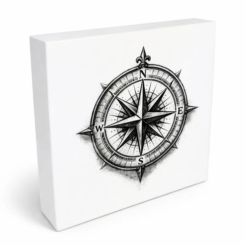 See Geflüster Kompassrose Holzbild in 10x10 cm zum Stellen oder Aufhängen