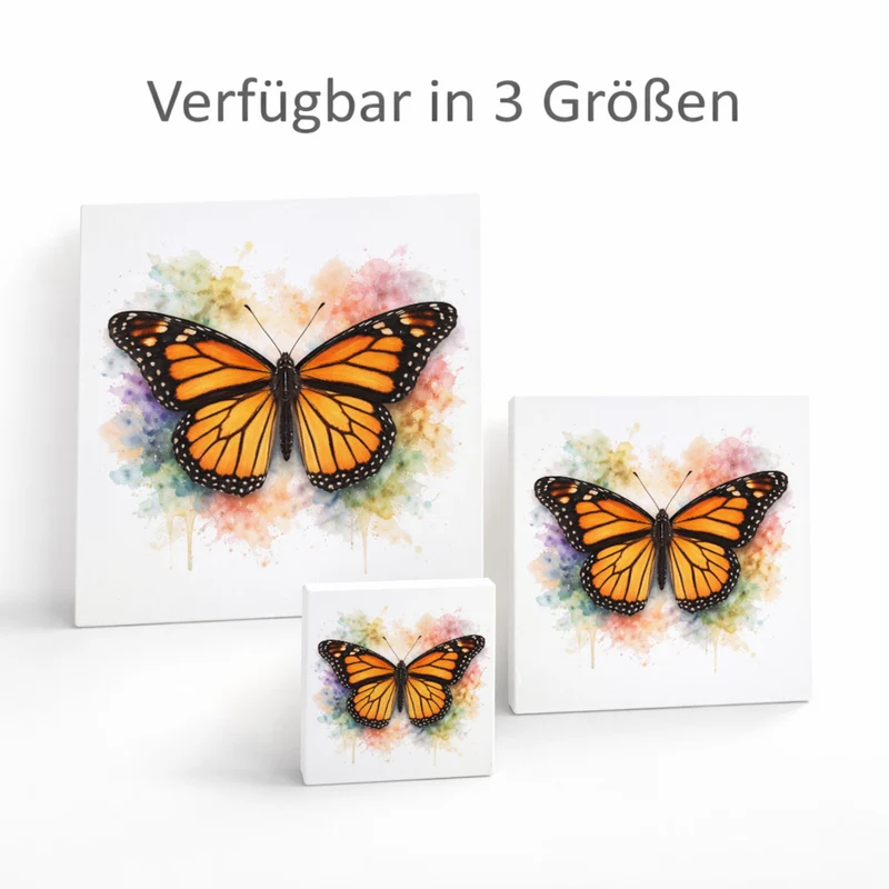 Schmetterlingszauber Monarchfalter Holzbild in 10x10 cm zum Stellen oder Aufhängen